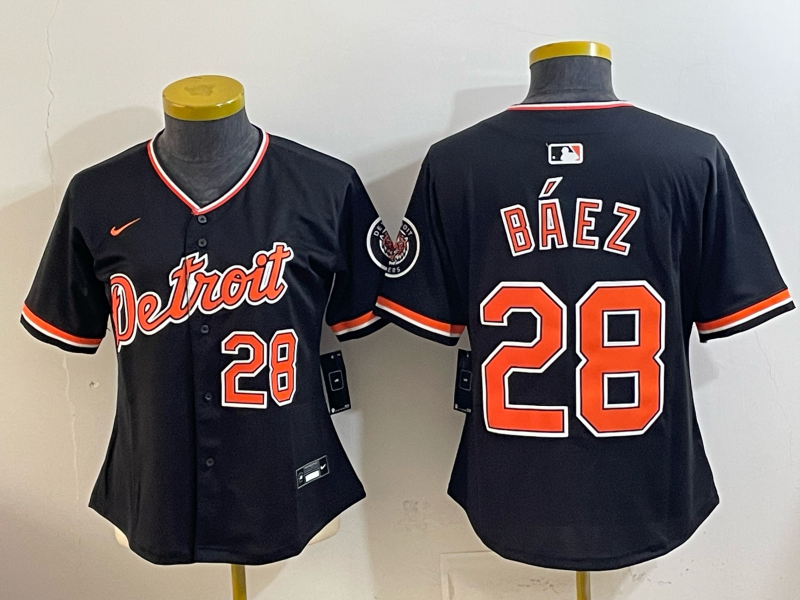women Detroit Tigers #28 Baez black Nike 2026 MLB Jersey 0414001